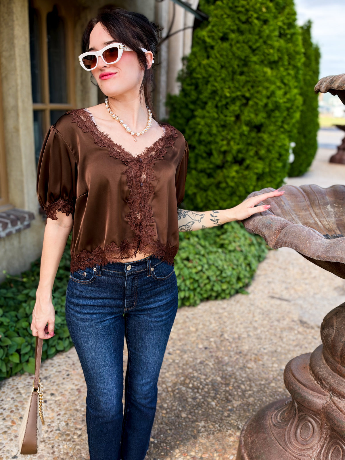 Chocolate Kiss Satin Lace Top
