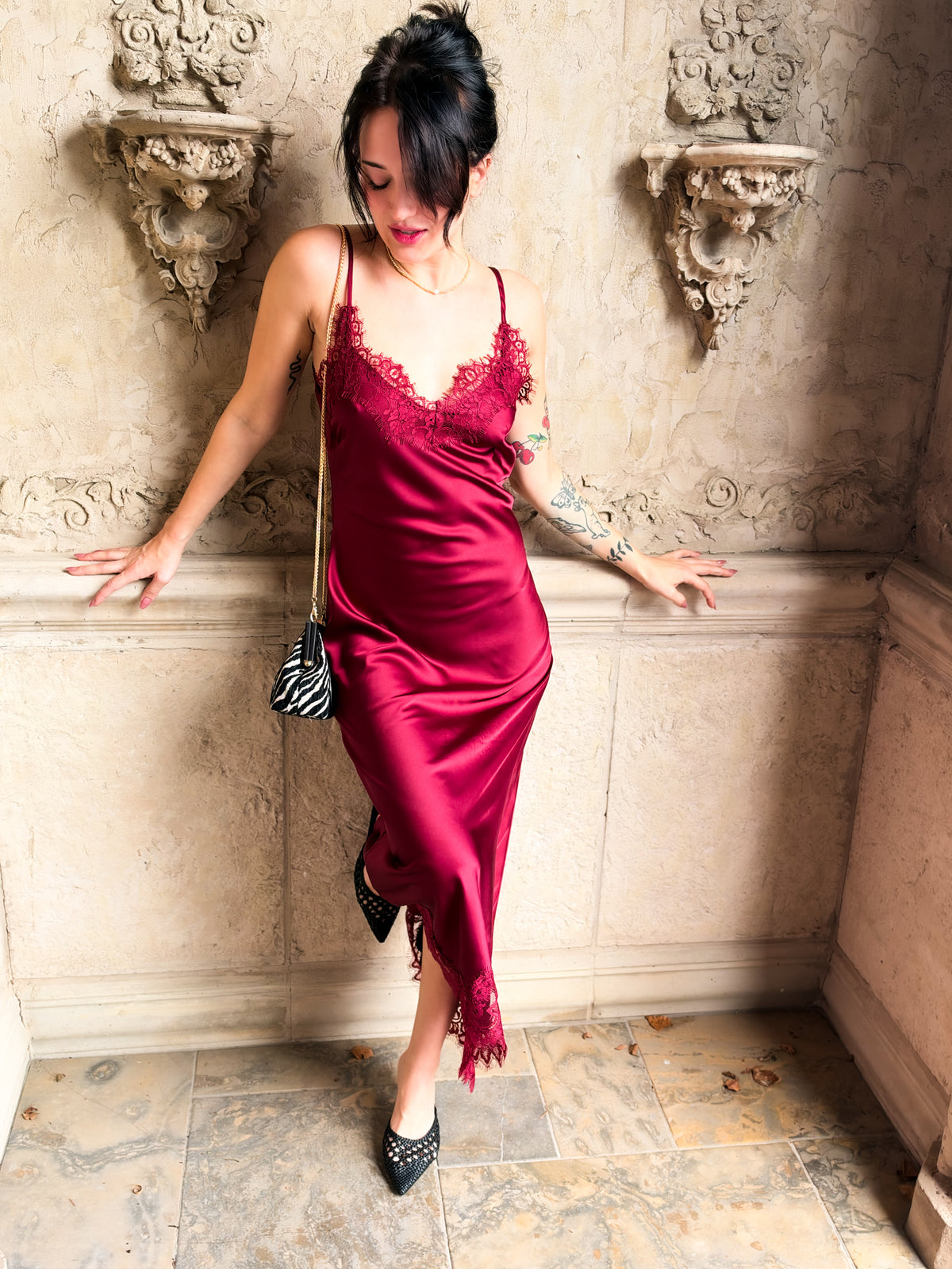 Love on the Rocks Satin Midi Dress