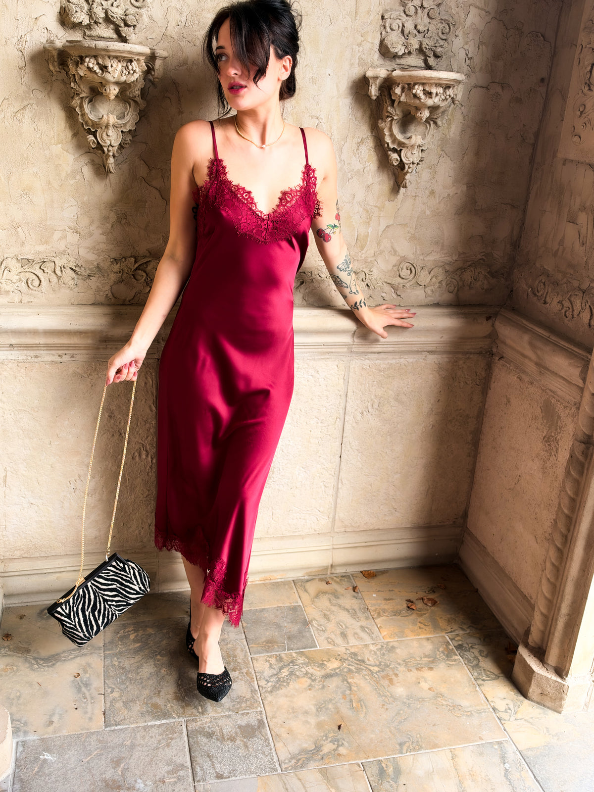 Love on the Rocks Satin Midi Dress
