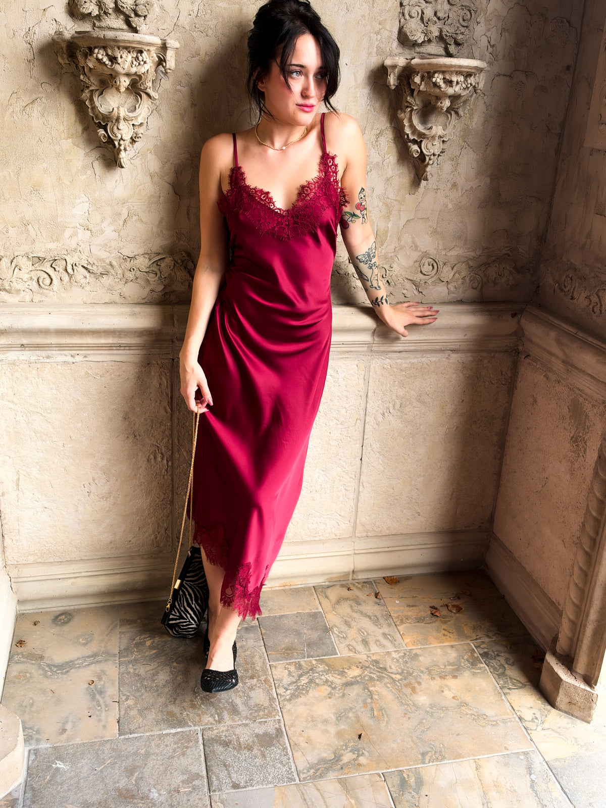Love on the Rocks Satin Midi Dress