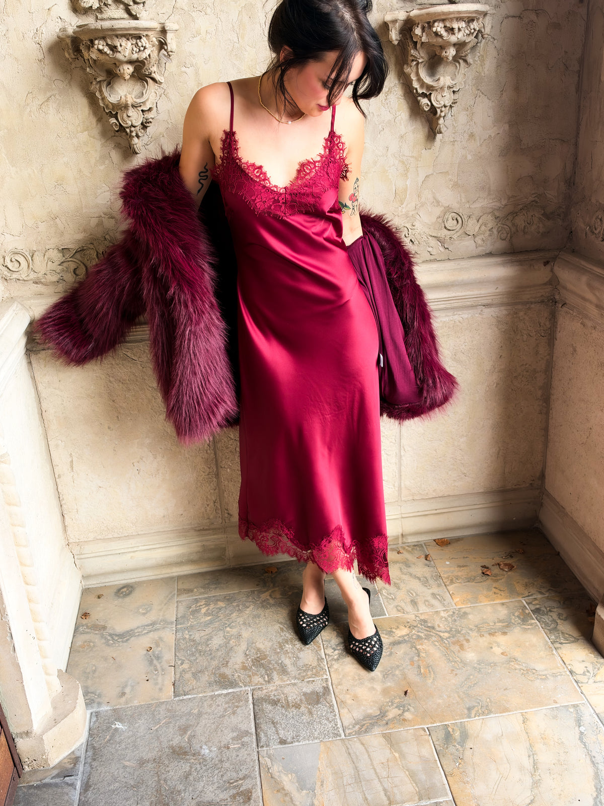Love on the Rocks Satin Midi Dress