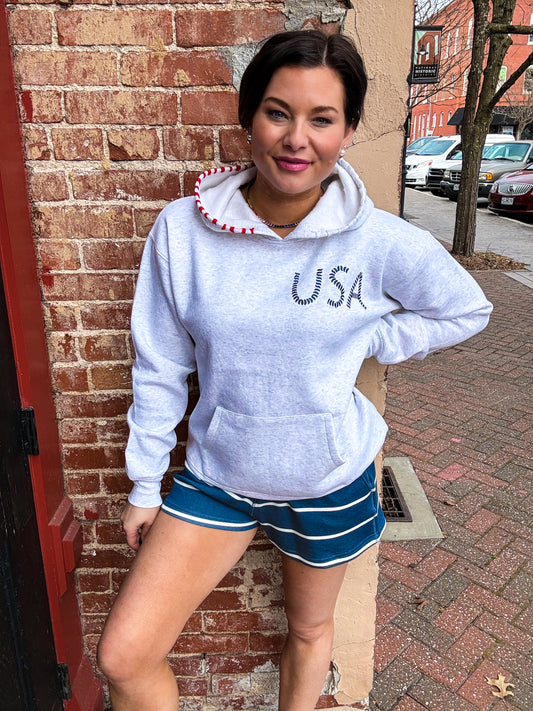Grey USA Embroidered Surf Wash Hoodie