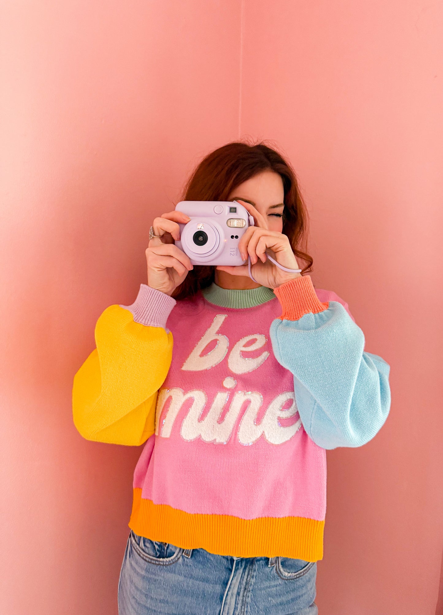 Multi Pastel Colorblock Be Mine Sweater