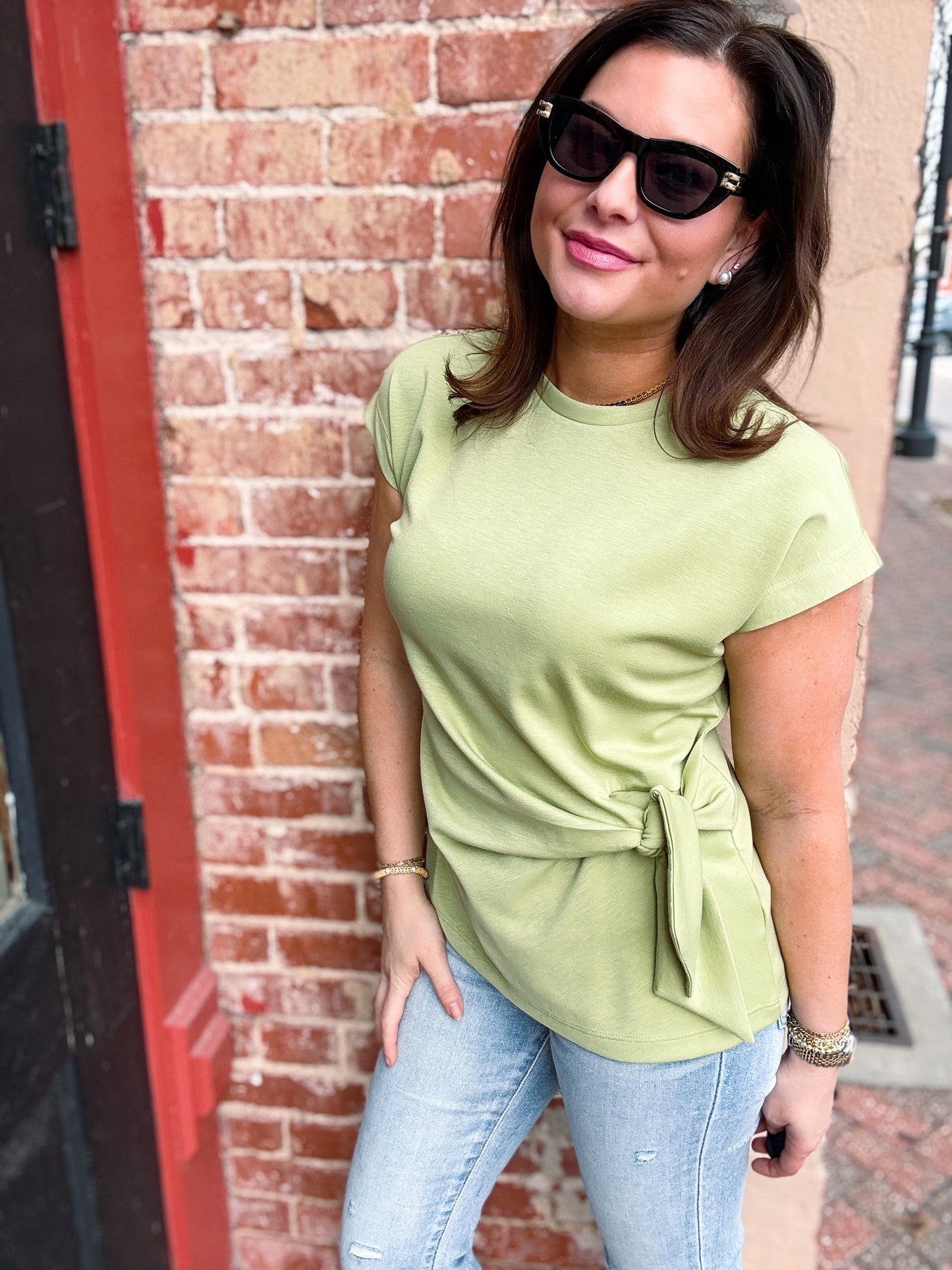 Matcha Tie Detail Tee