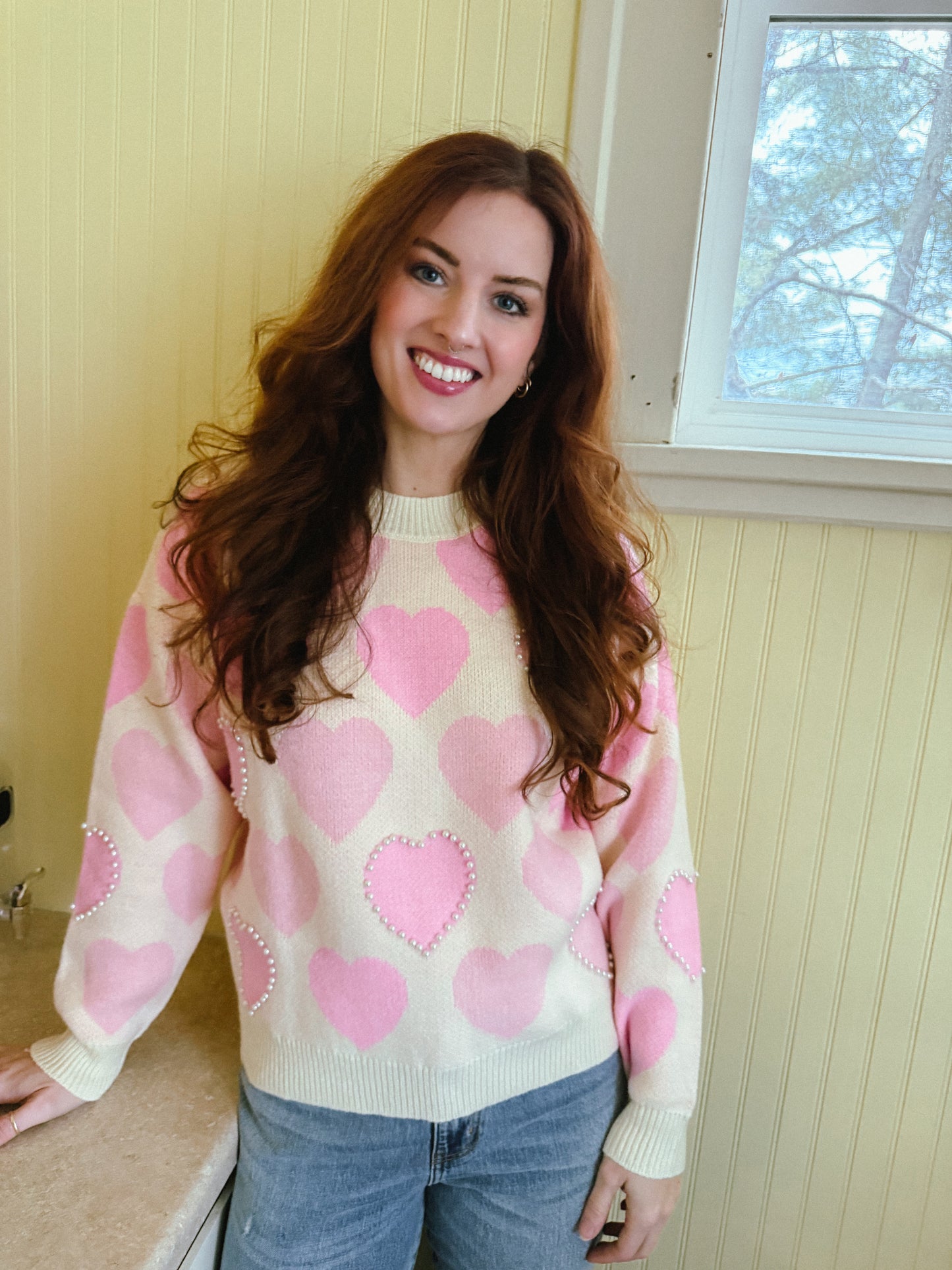 Pearls on My Heart Knit Sweater