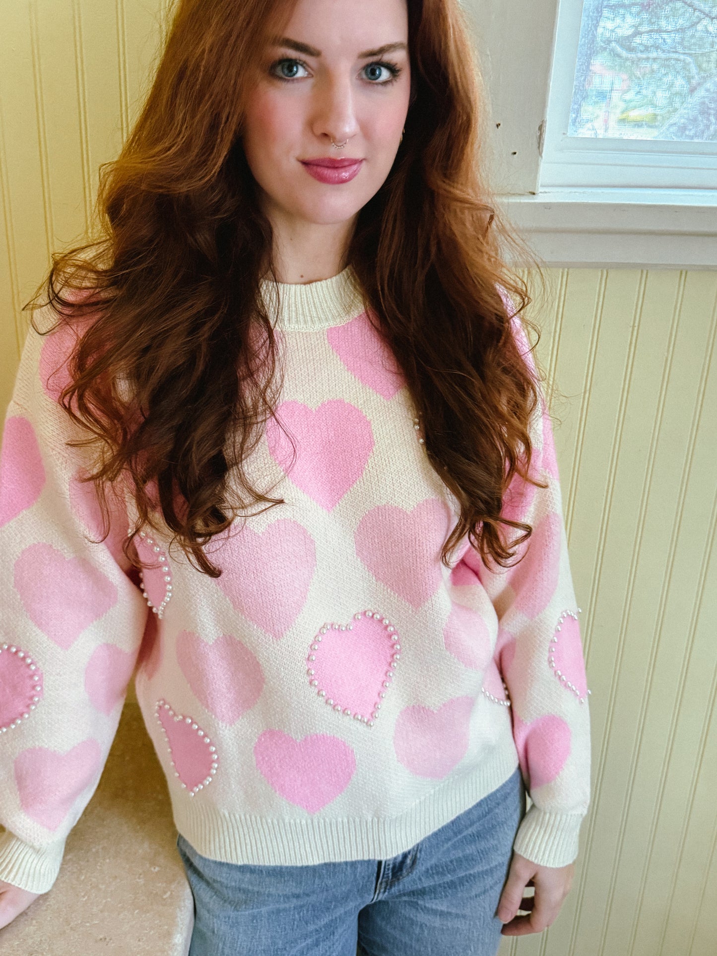 Pearls on My Heart Knit Sweater