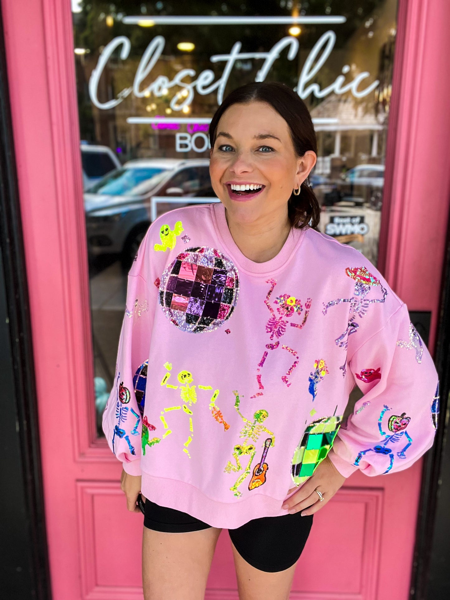 Pink Skeleton Disco Party Sweatshirt