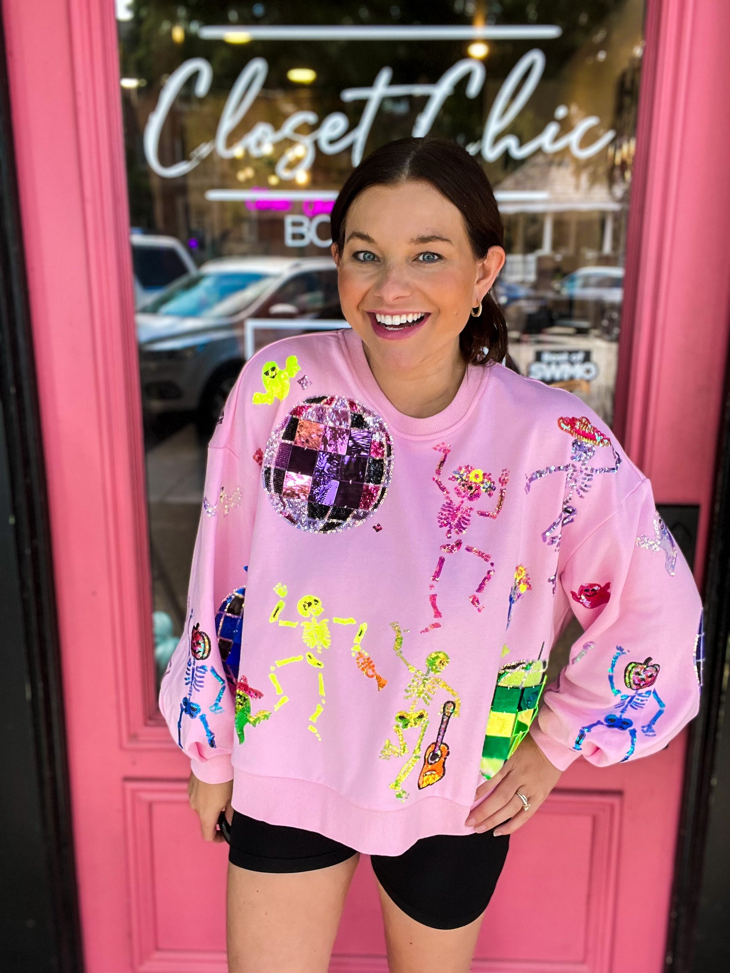 Pink Skeleton Disco Party Sweatshirt