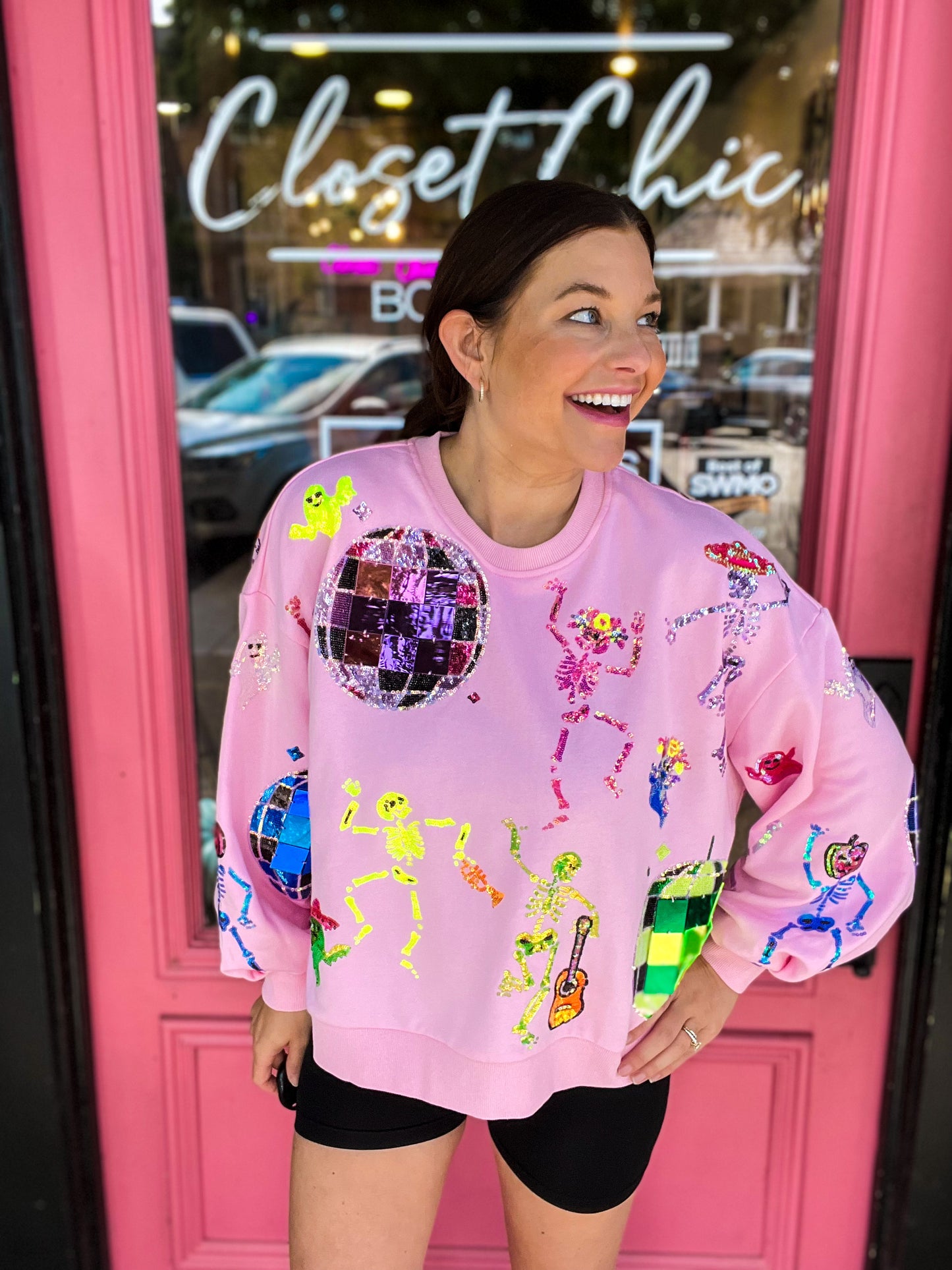 Pink Skeleton Disco Party Sweatshirt