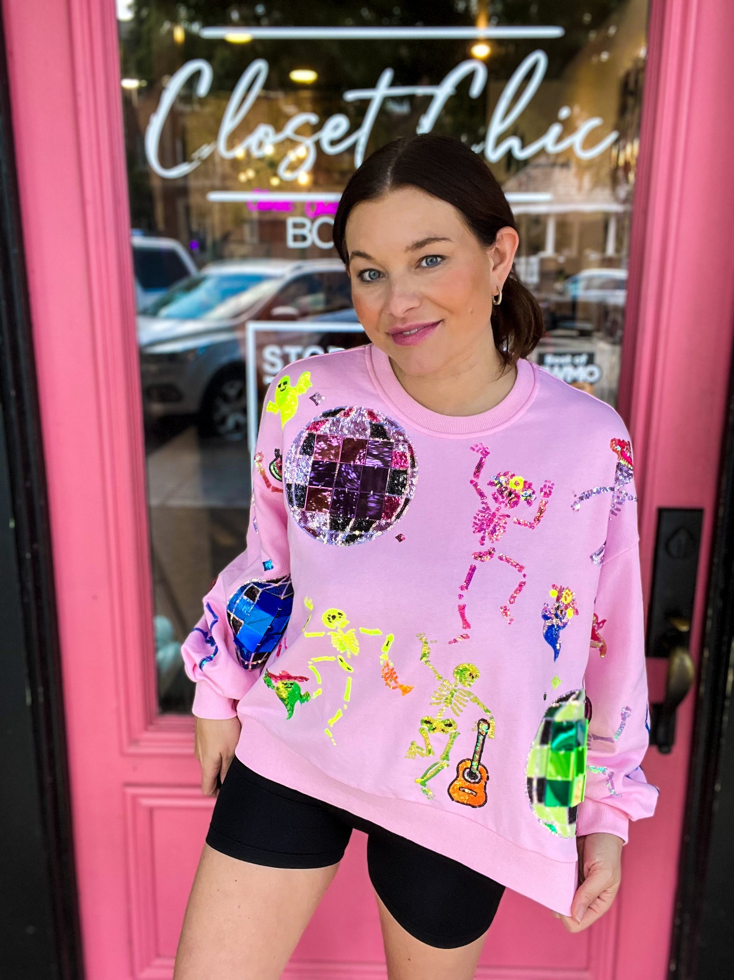 Pink Skeleton Disco Party Sweatshirt