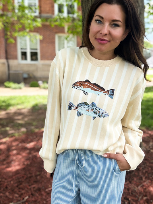 Beige Stripe Trout Sweater