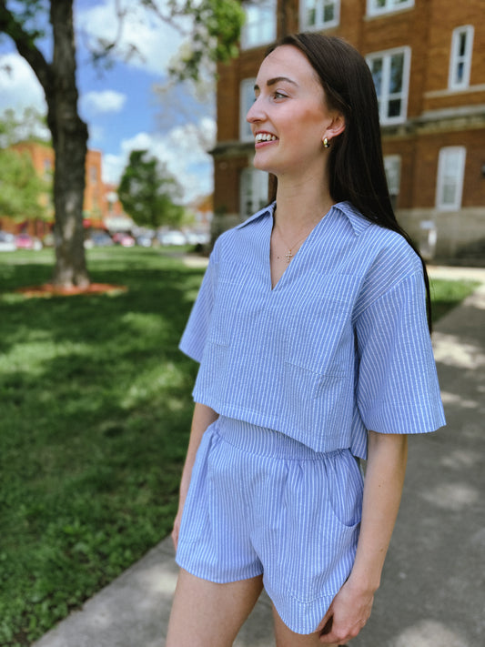 Cerulean Stripe Top