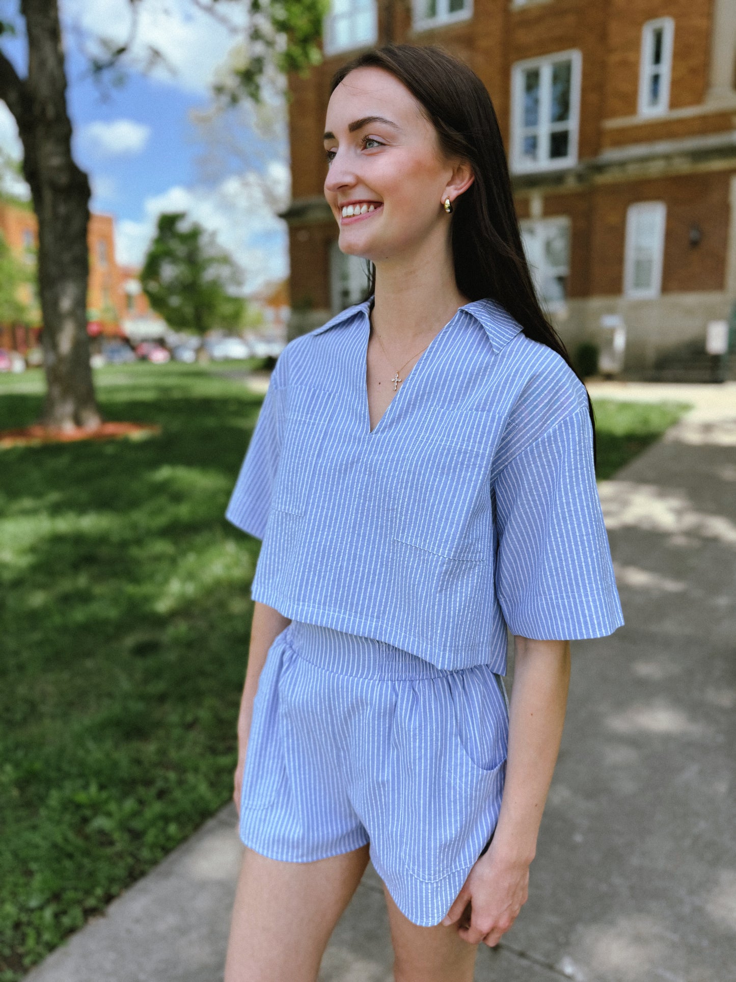 Cerulean Stripe Top