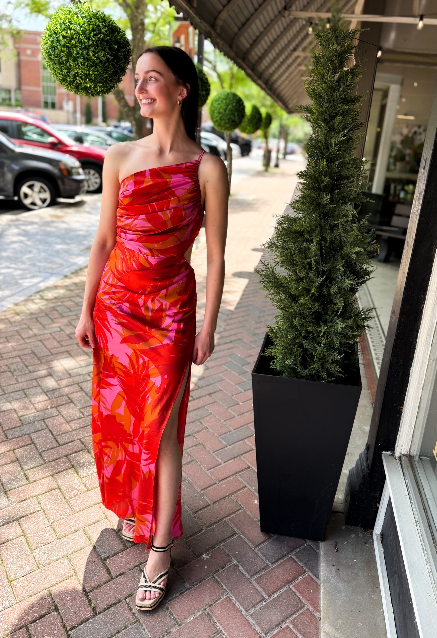 Sunset Lover One Shoulder Ruched Maxi Dress