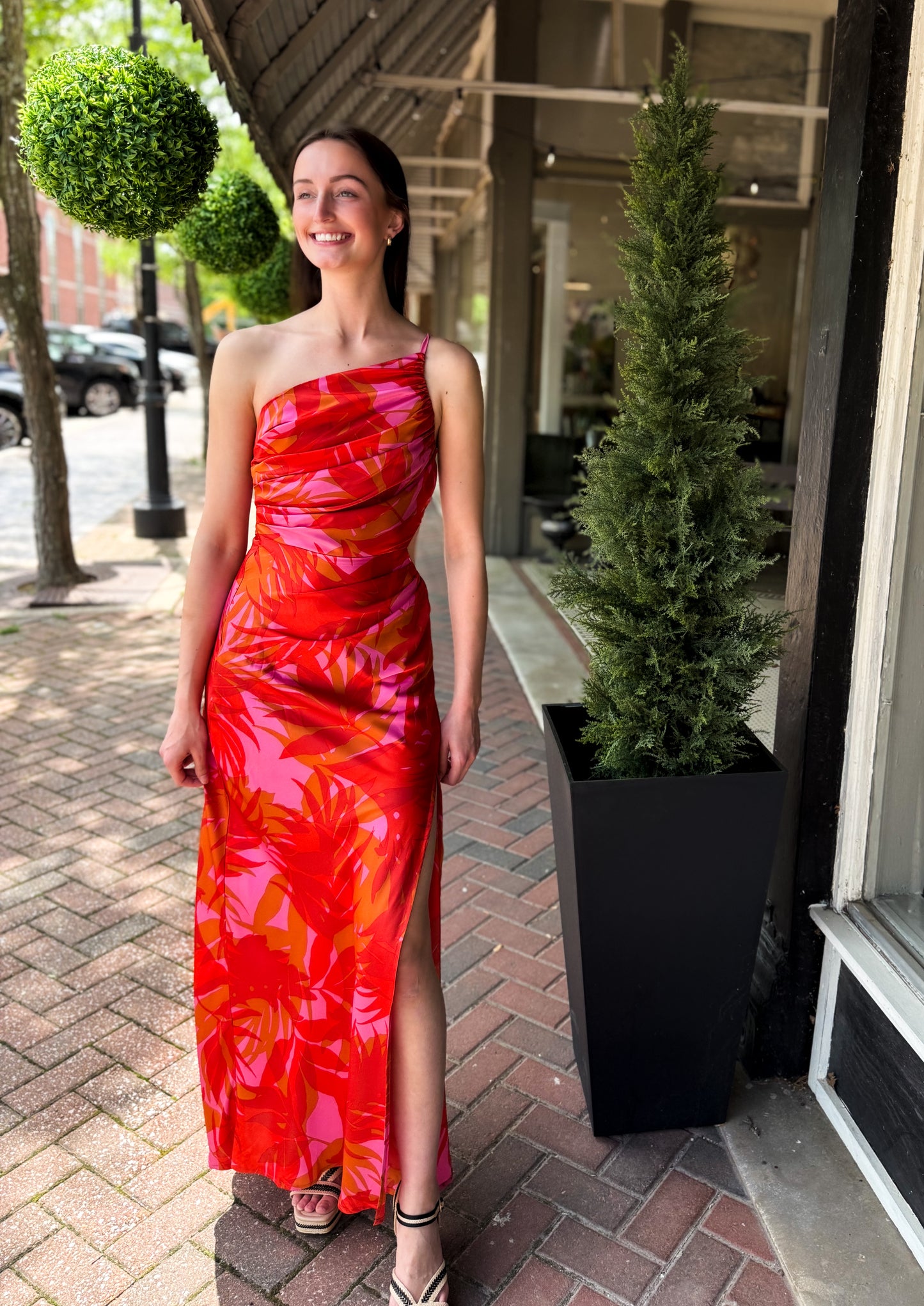 Sunset Lover One Shoulder Ruched Maxi Dress