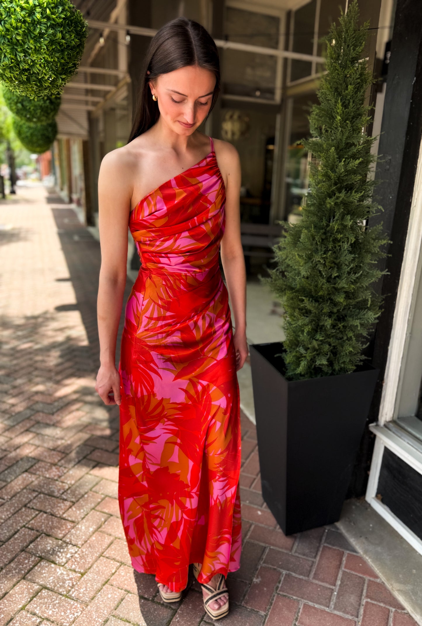 Sunset Lover One Shoulder Ruched Maxi Dress