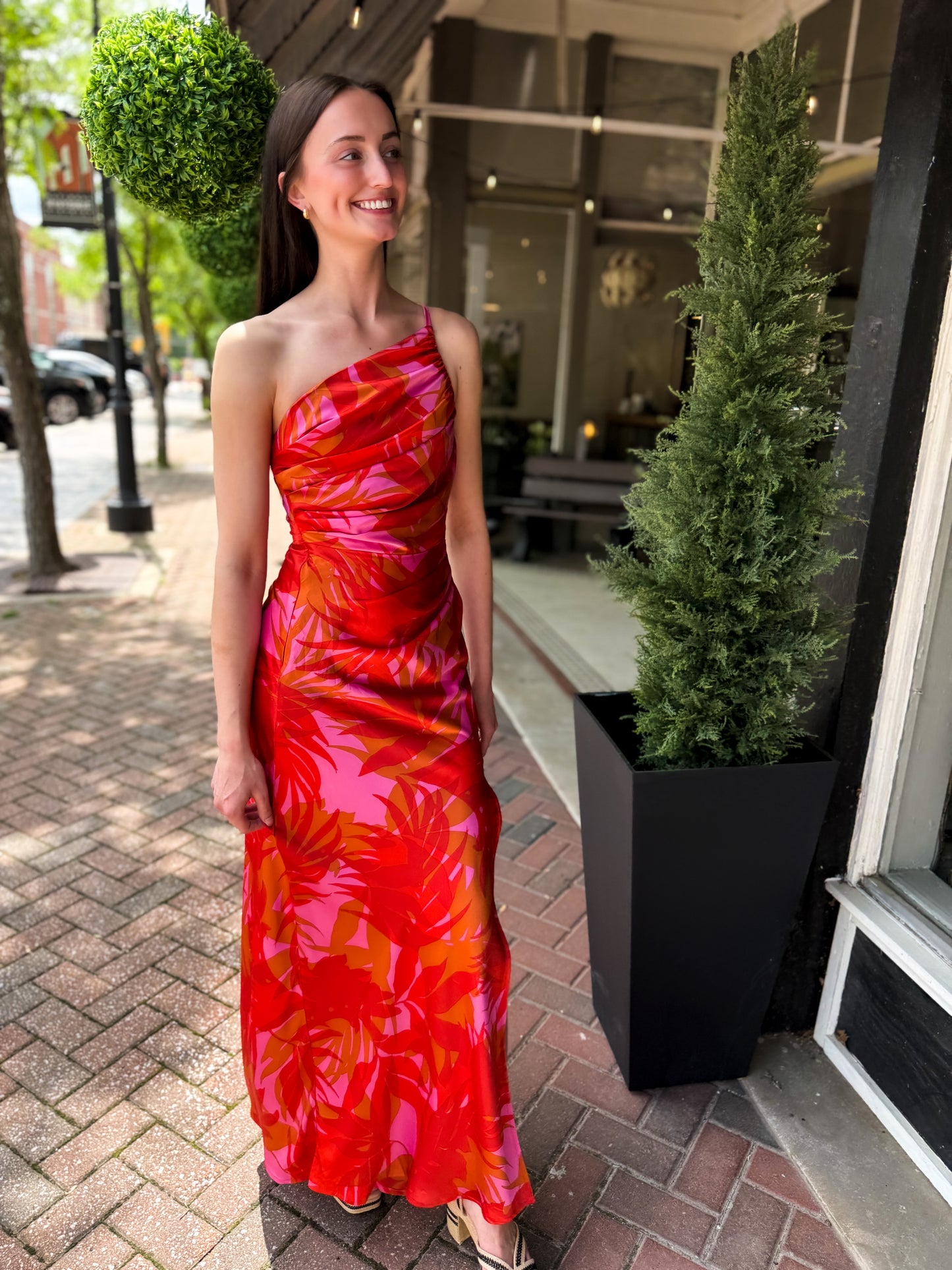 Sunset Lover One Shoulder Ruched Maxi Dress