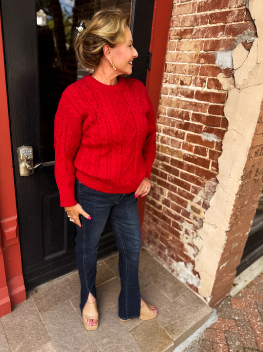 Cherry Cable Knit Sweater
