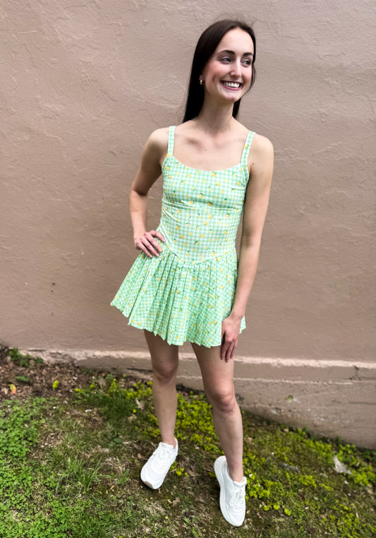 Gingham Lemon Sporty Romper