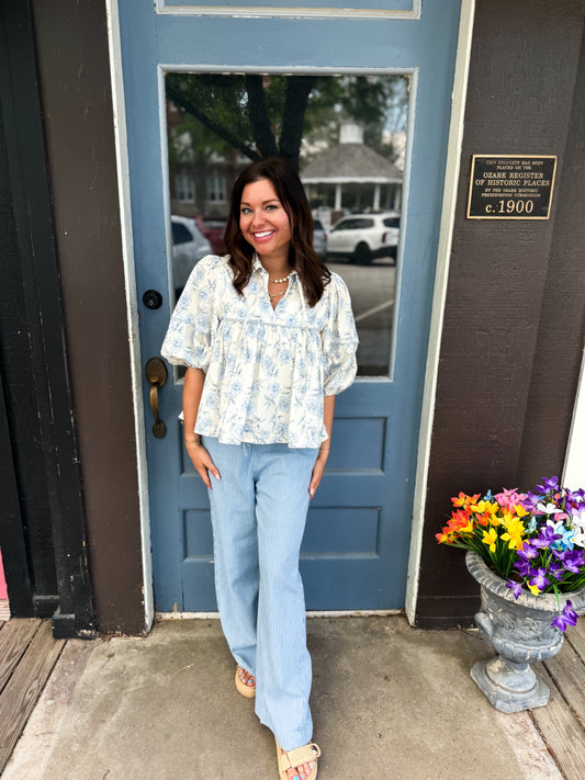 Azure Floral Top