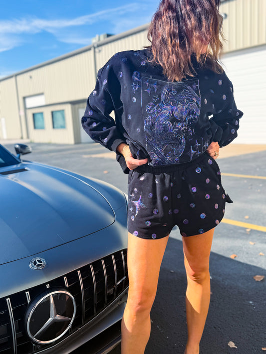 Black Polka Dot QOS Sparkle Short