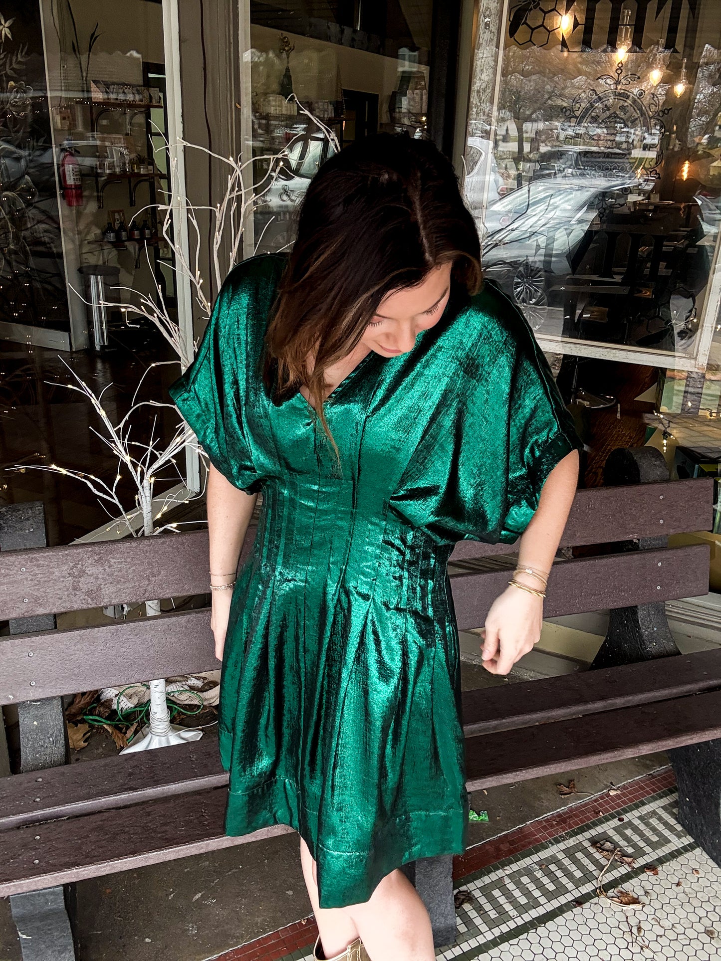 Maggie Metallic Jewel Mini Dress