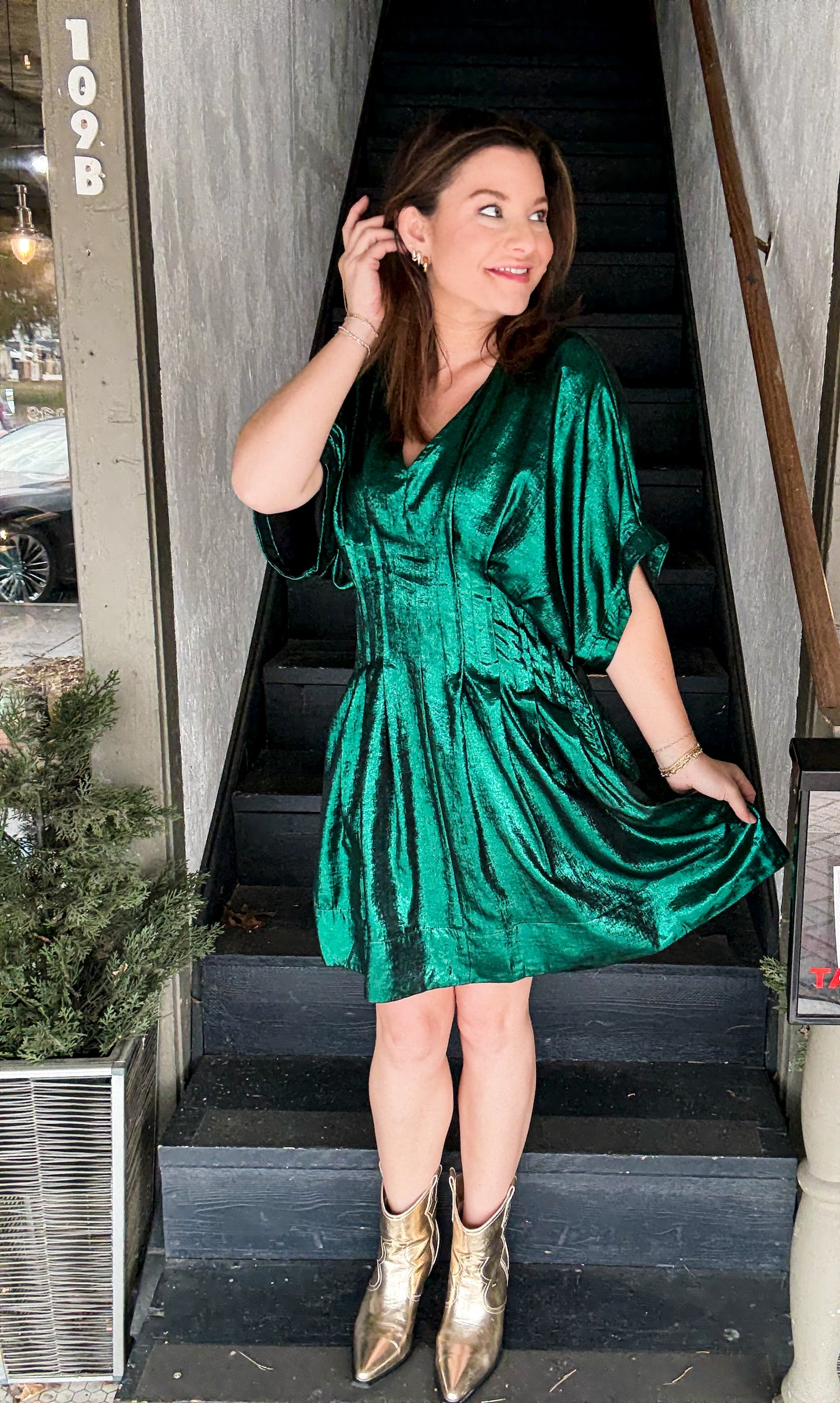 Maggie Metallic Jewel Mini Dress