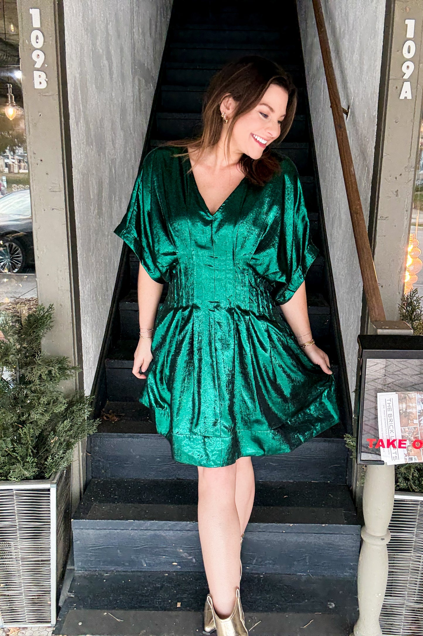 Maggie Metallic Jewel Mini Dress