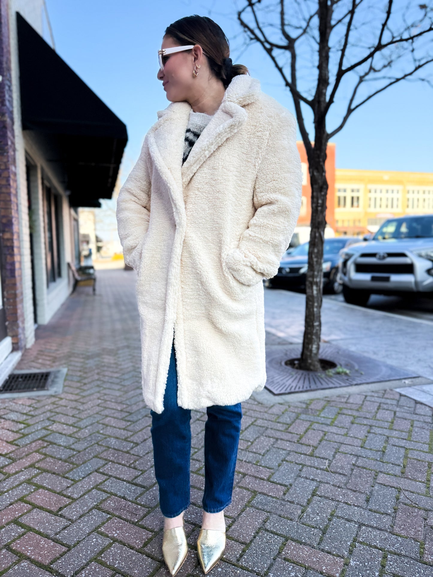 Cream Faux Fur Coat