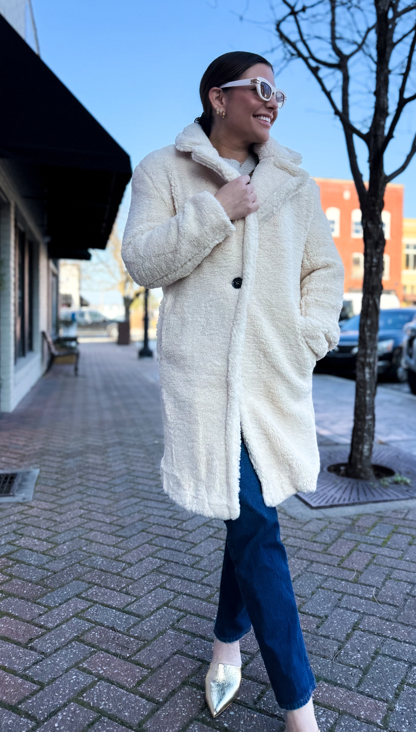 Cream Faux Fur Coat