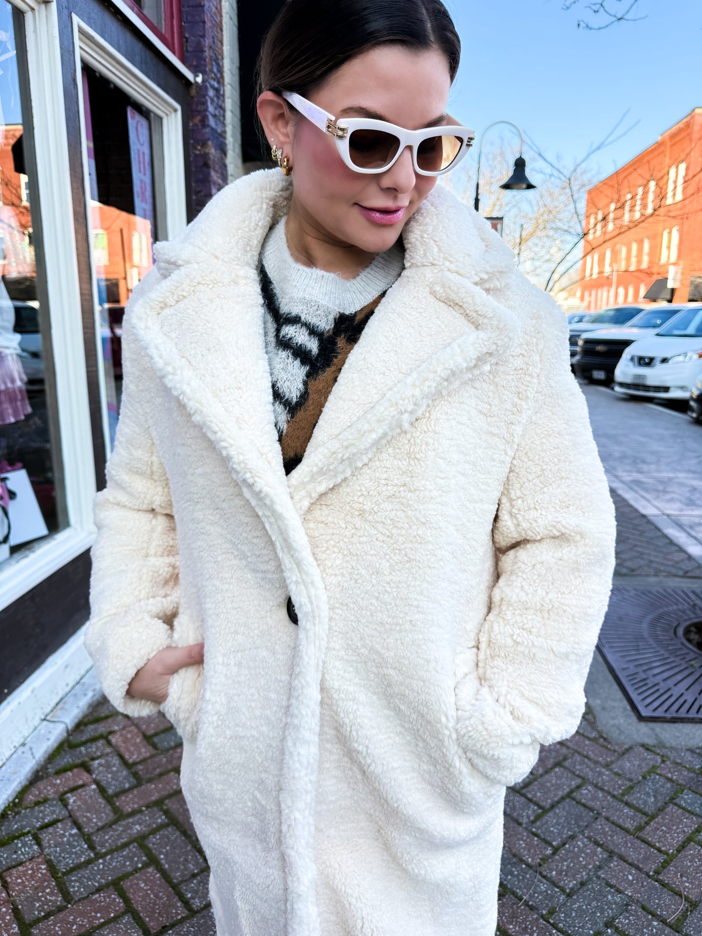 Cream Faux Fur Coat