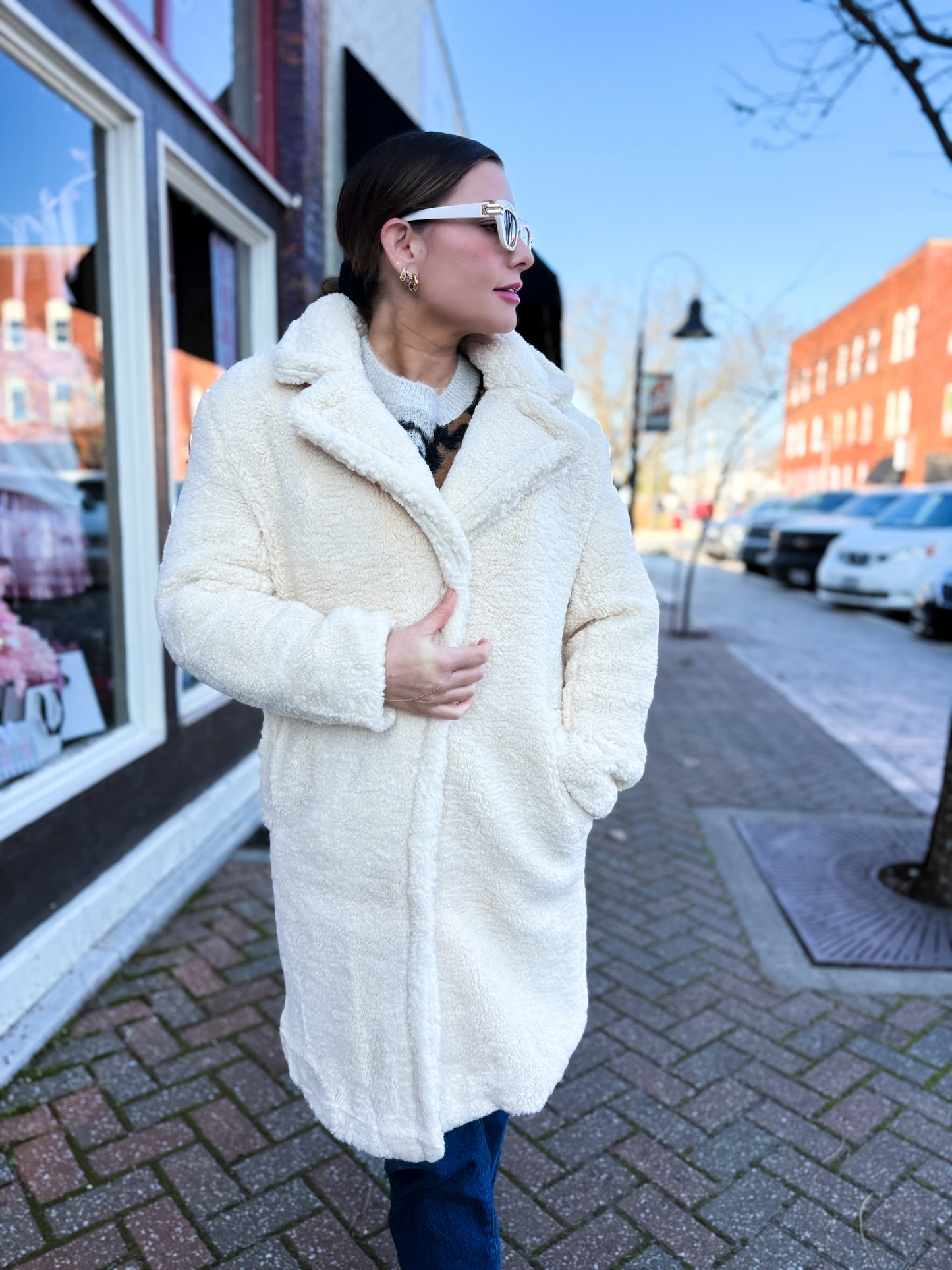 Cream Faux Fur Coat