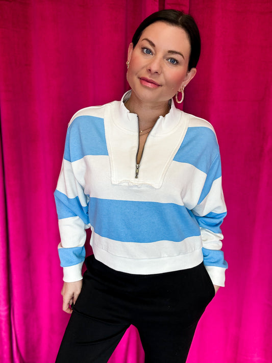 Wave Stripe French Terry Half Zip Sweatshirt