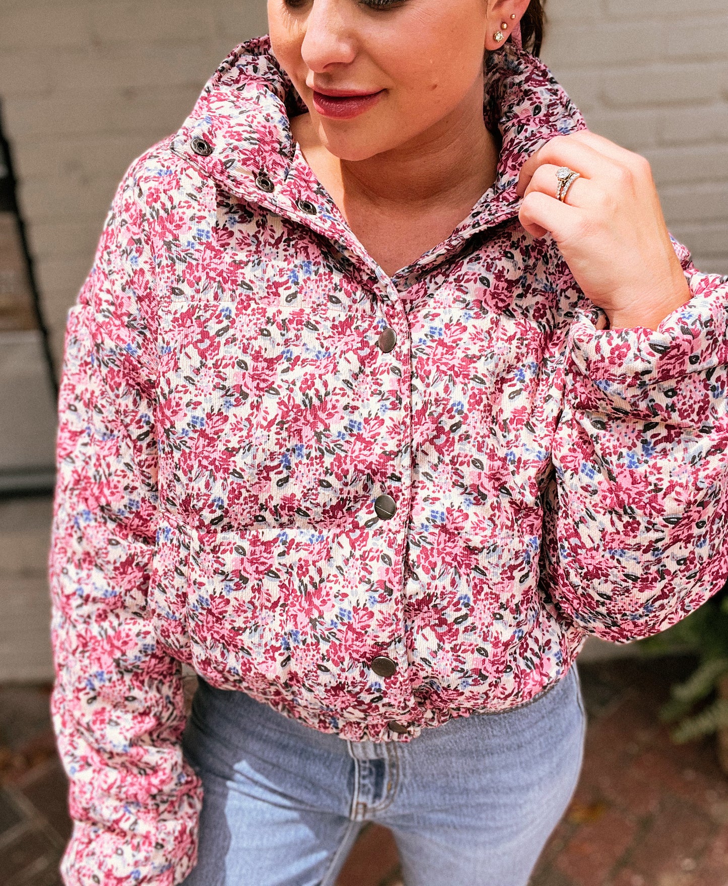 Floral Print Puffer Jacket