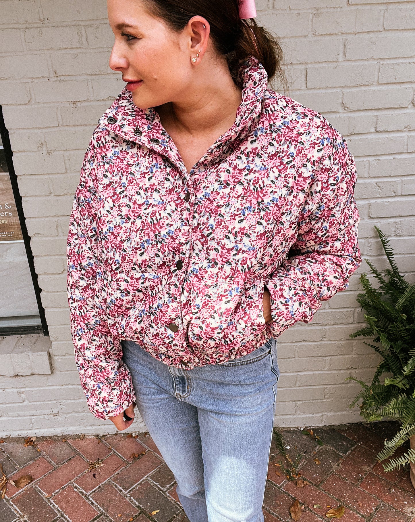 Floral Print Puffer Jacket