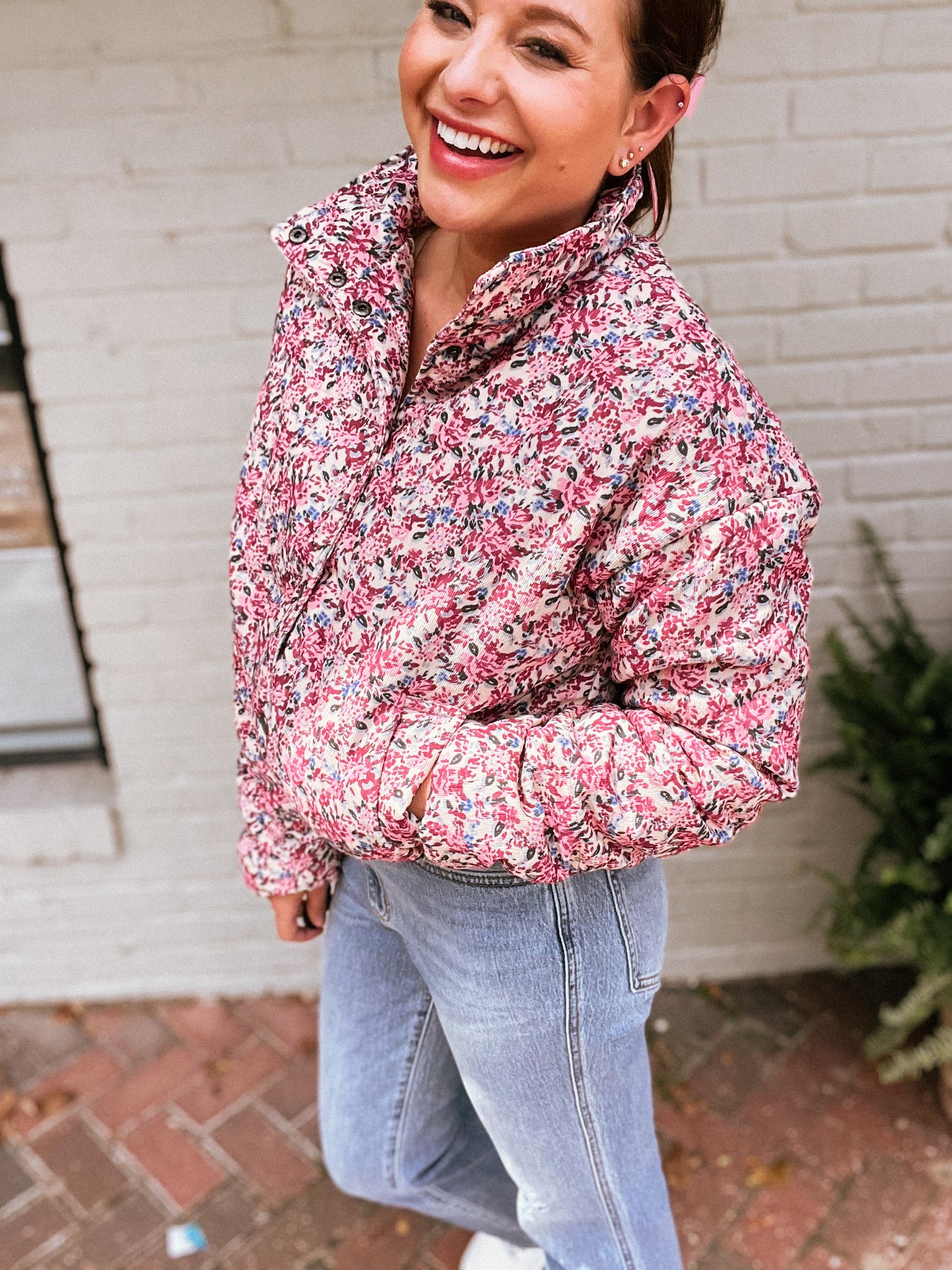 Floral Print Puffer Jacket