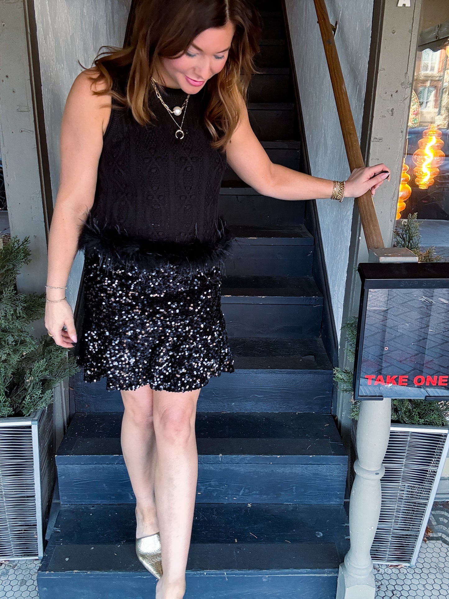 Midnight Glam Feather Tank