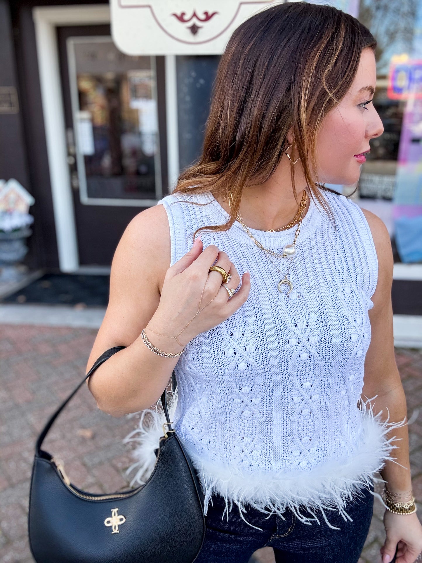 Feathered Frost Knit Tank