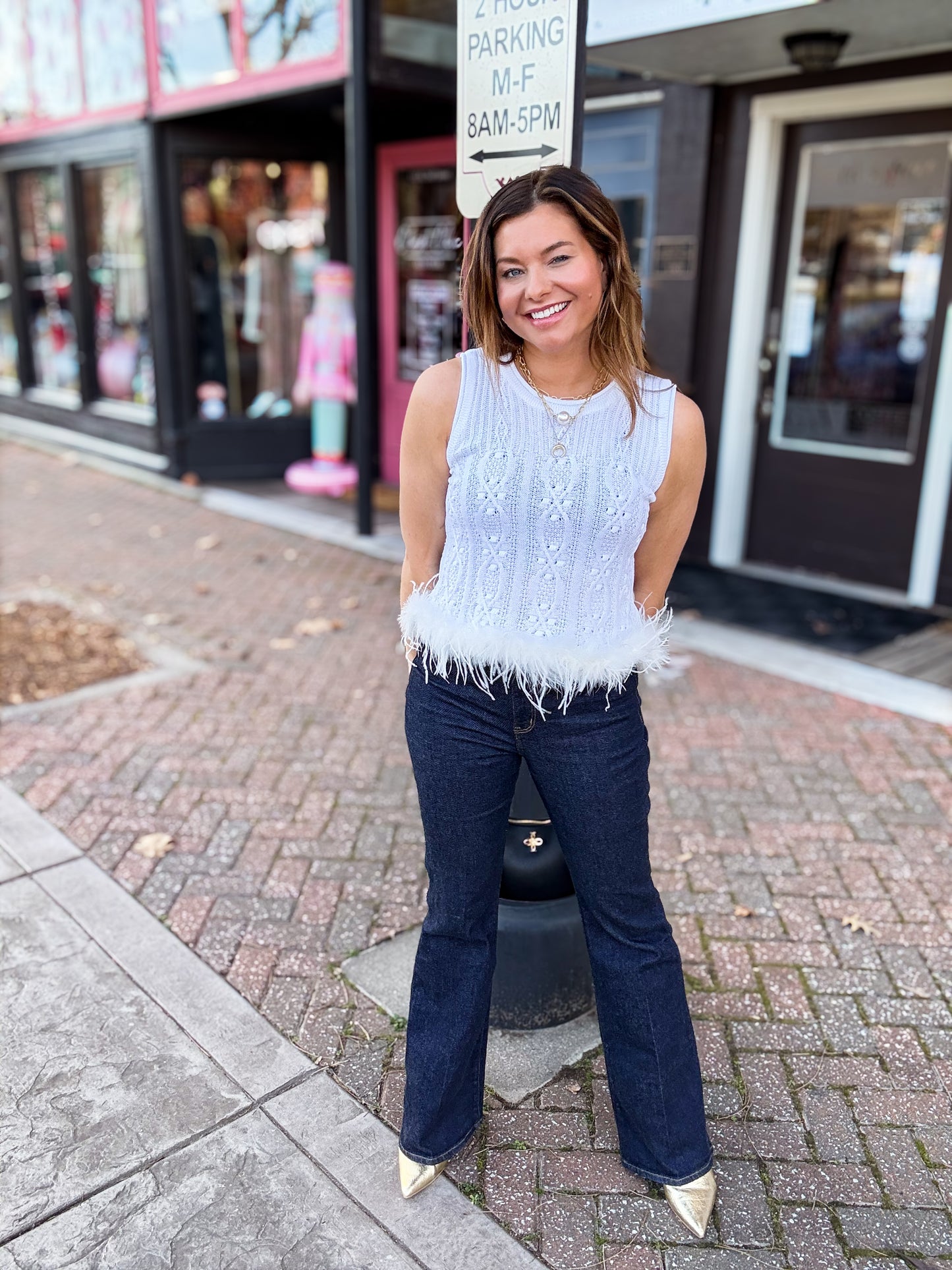 Feathered Frost Knit Tank