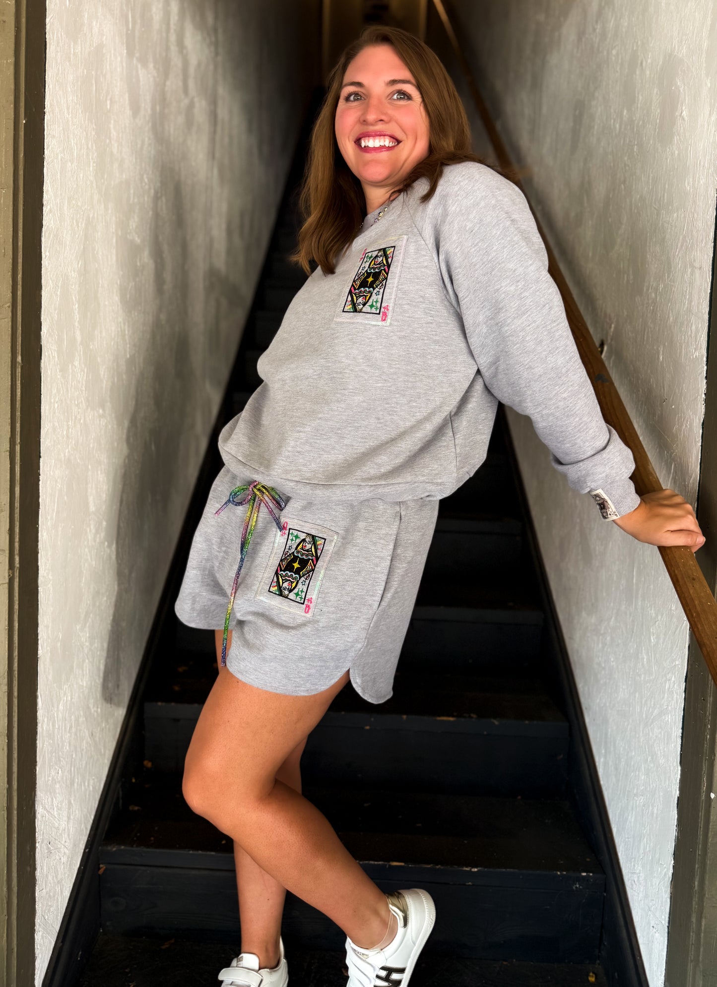 Grey Rainbow Tie QOS Logo Sweatshirt