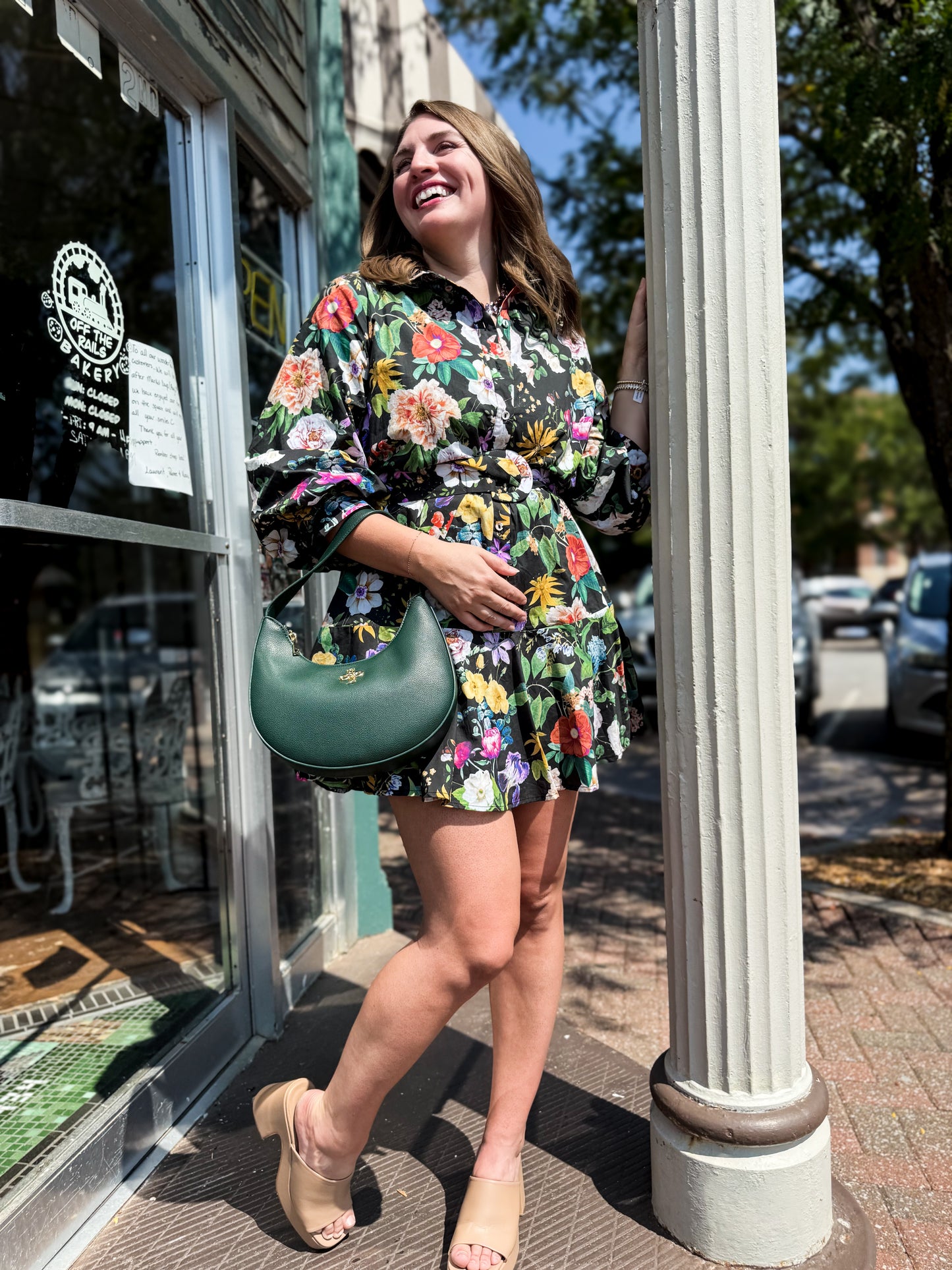 Midnight Garden Party Belted Mini Dress