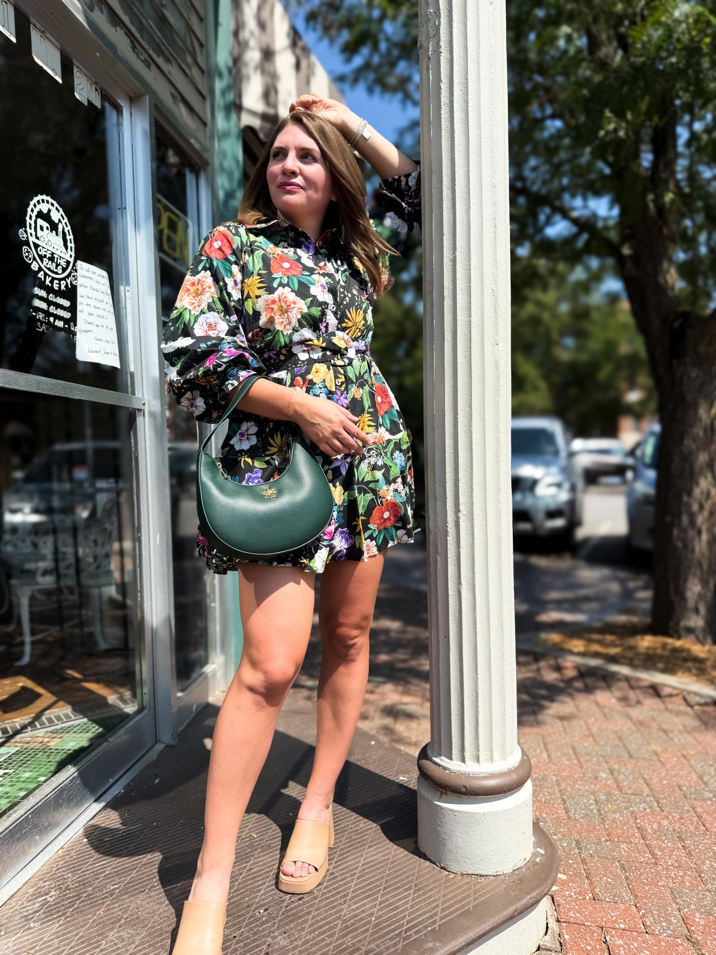 Midnight Garden Party Belted Mini Dress