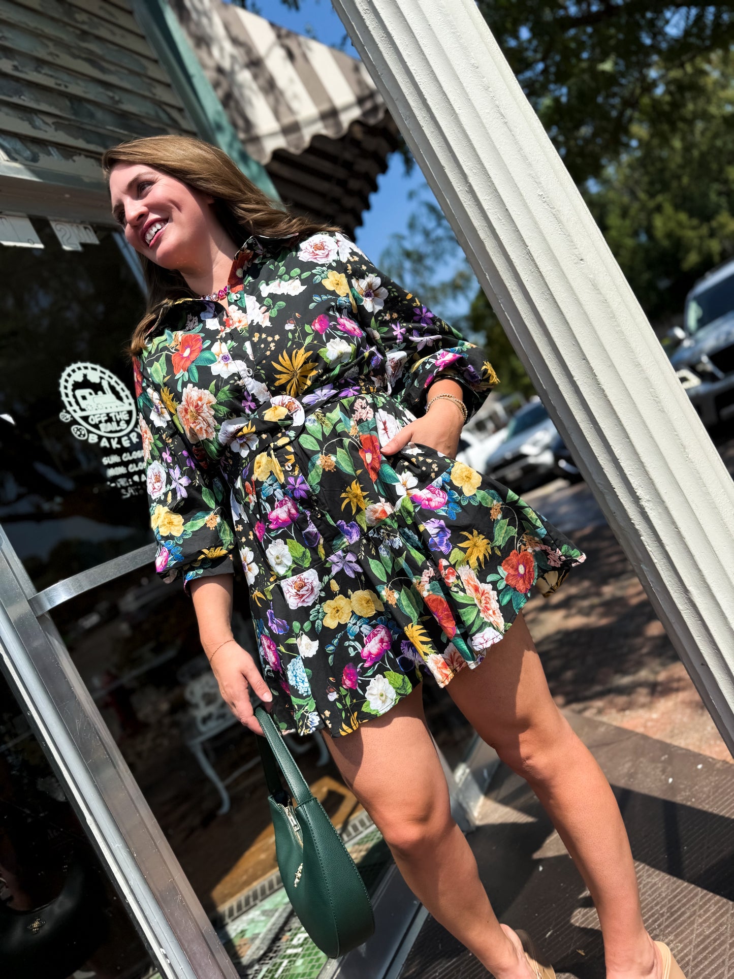 Midnight Garden Party Belted Mini Dress