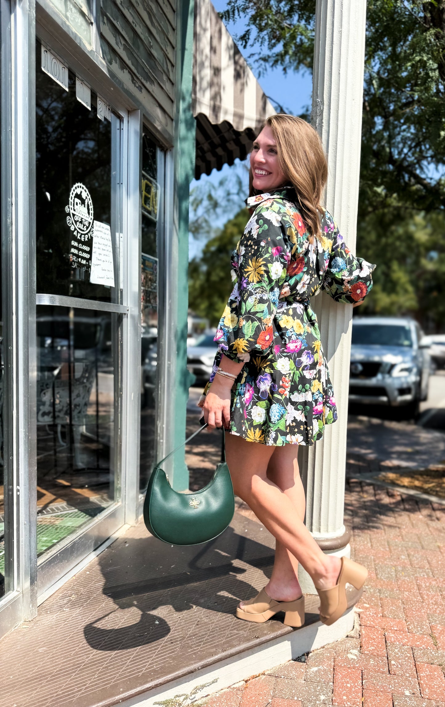 Midnight Garden Party Belted Mini Dress