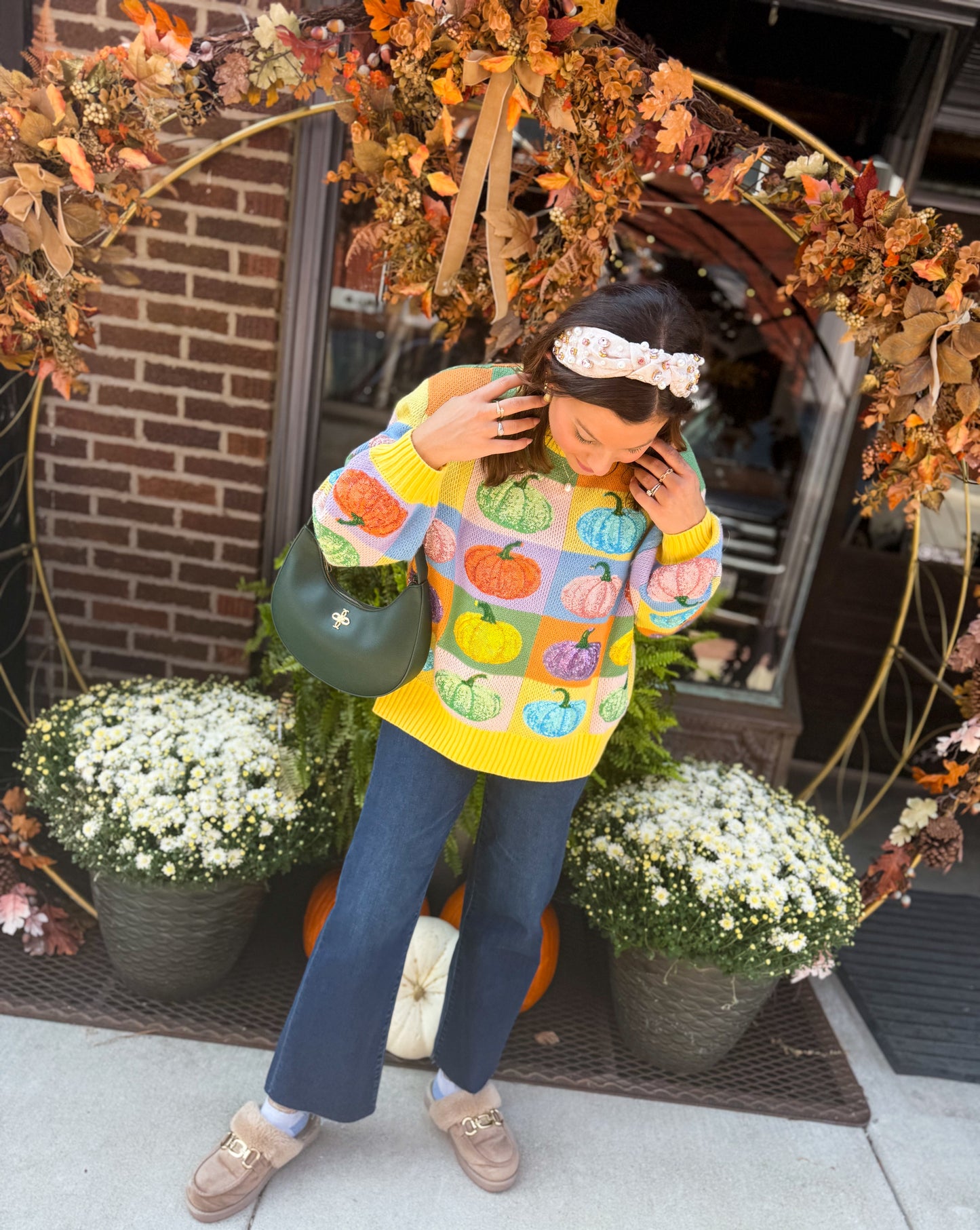 Pastel Colorblock Pumpkin Sweater