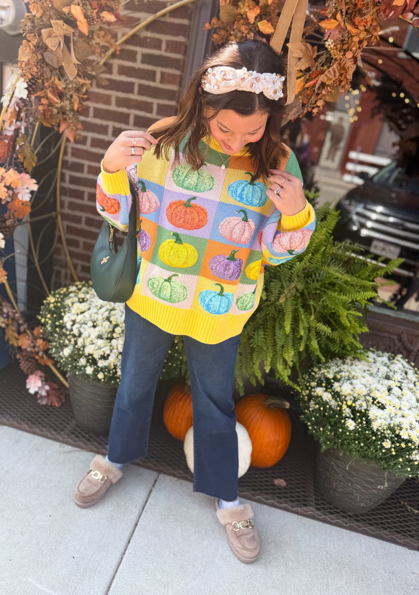 Pastel Colorblock Pumpkin Sweater