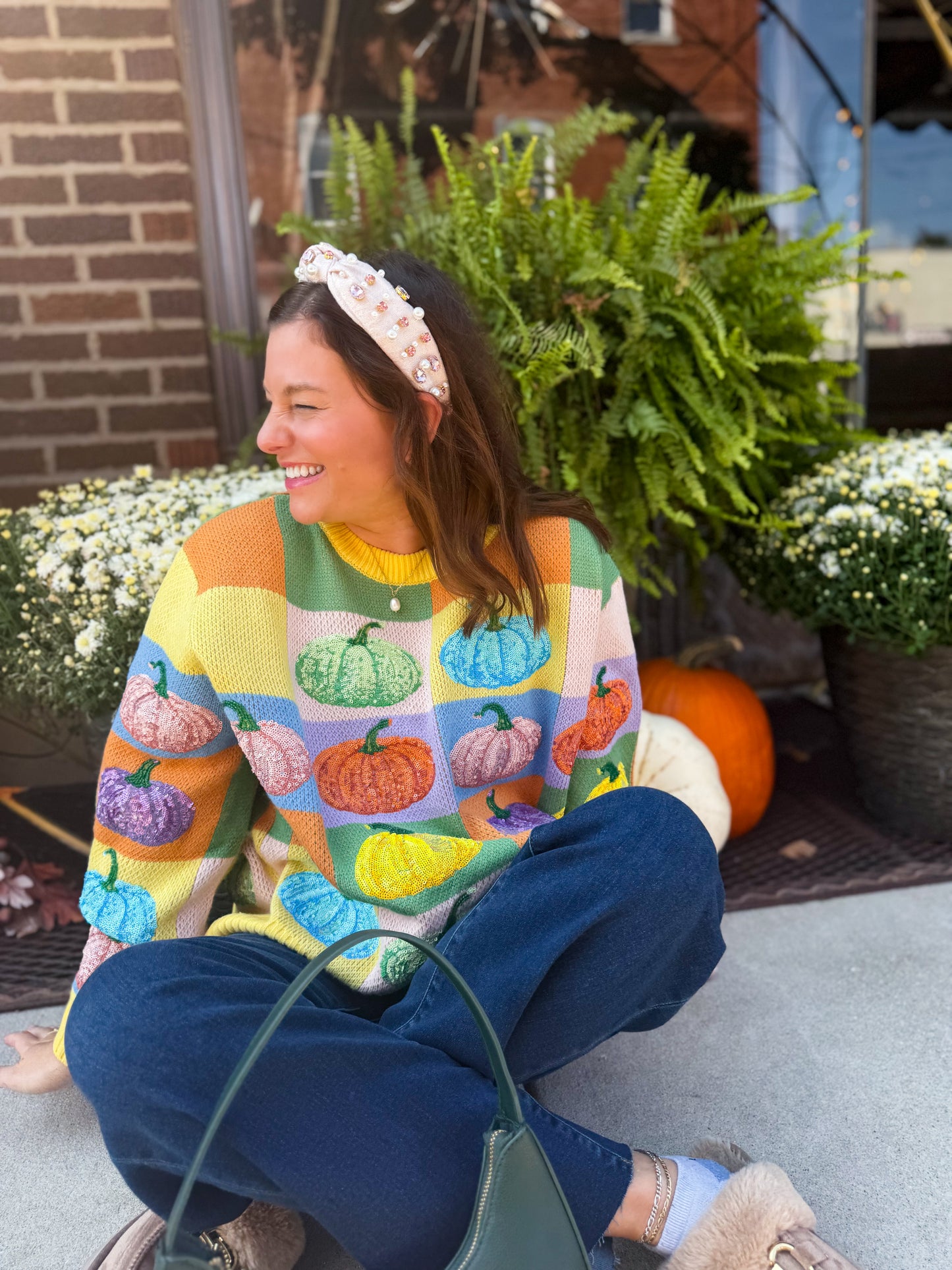 Pastel Colorblock Pumpkin Sweater