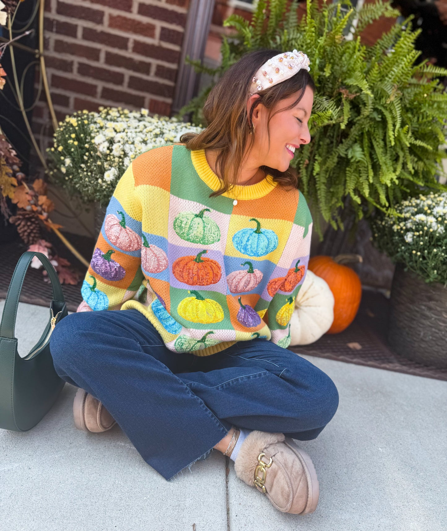 Pastel Colorblock Pumpkin Sweater