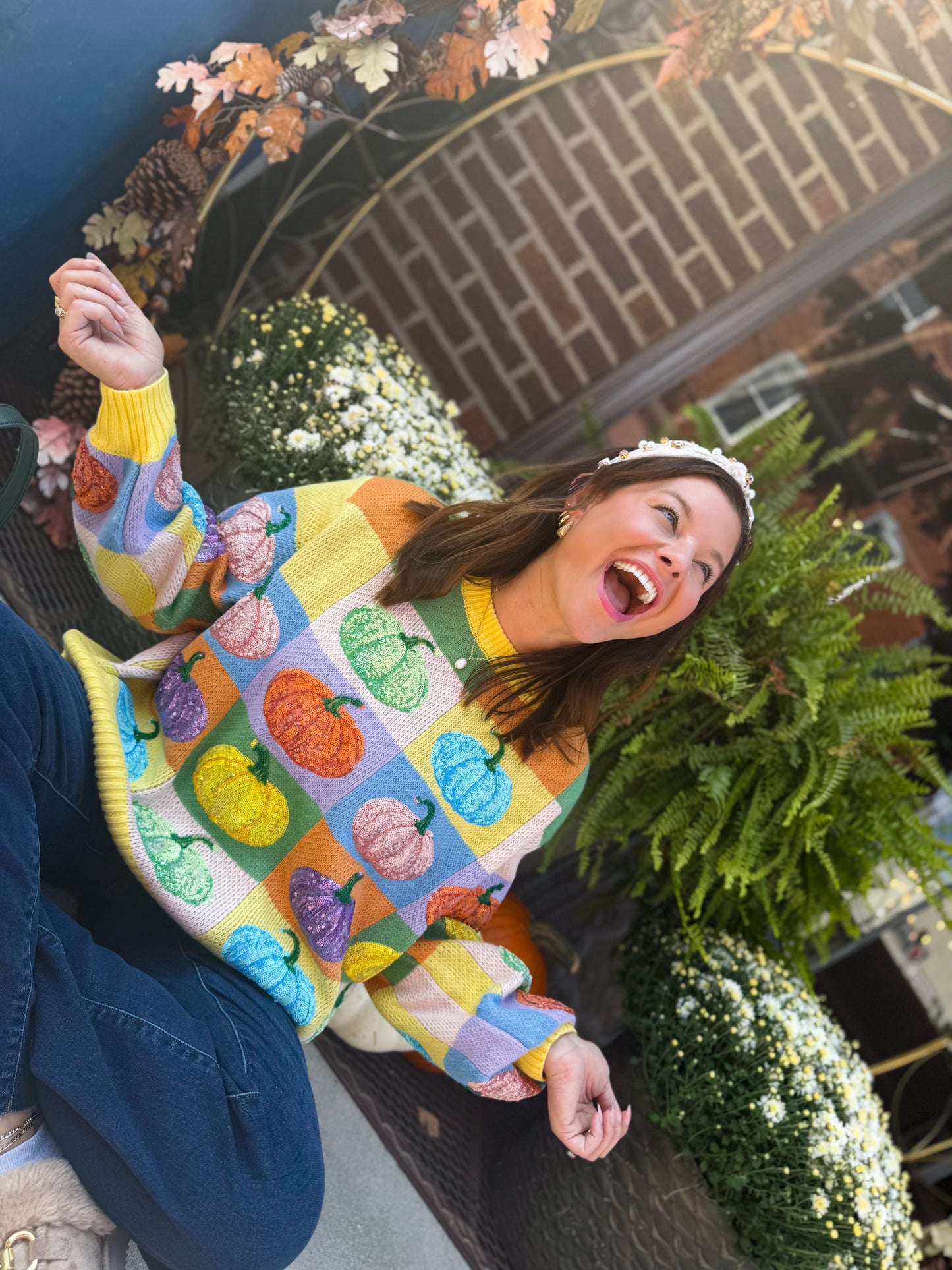Pastel Colorblock Pumpkin Sweater
