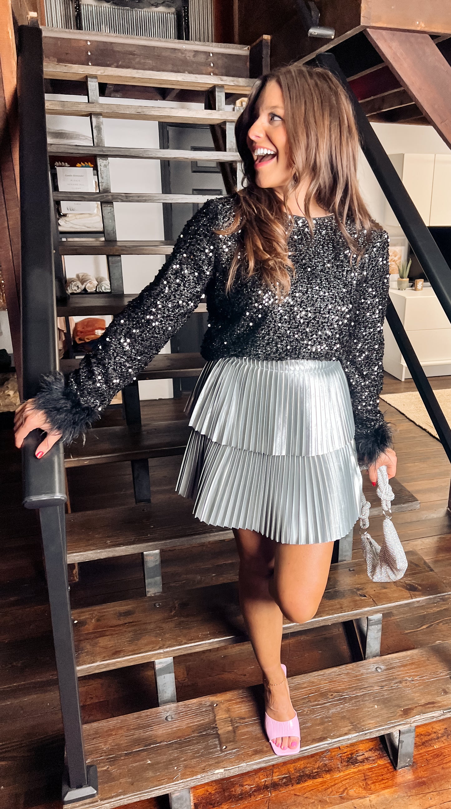 Holiday Party Pleated Mini Skirt